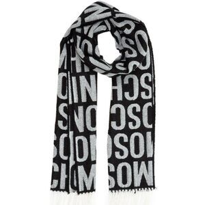 Moschino Men's Black & Grey Shawl Stole Wool Winter Scarf